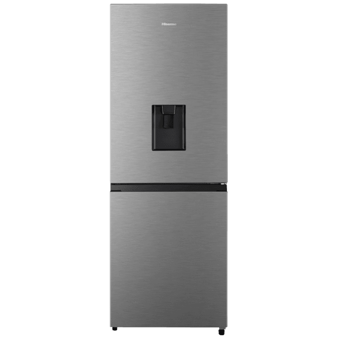 Hisense 310 Liter, Net Capacity 222L (159 L Fridge & 63 L Freezer) Fridge Freezer Inox with Water Dispenser