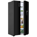 Hisense 670 Litre Side-by-Side Refrigerator with Water Dispenser, Glass Finish, H670SMIA-WD; A+ Energy Class, Multi Airflow, Frost Free, LED Lighting, Super Cool (Glass Black)