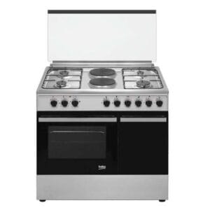 Beko 90cm 4 Gas Burners + 2 Hotplates Cooker with Fan-Assisted Electric Oven and Grill, BGES901