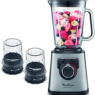 Moulinex Perfect Mix 2 Litre Blender With Grinder And Grater Accessories, 1200 Watts, Black/Silver, Plastic/Glass, Lm815D27