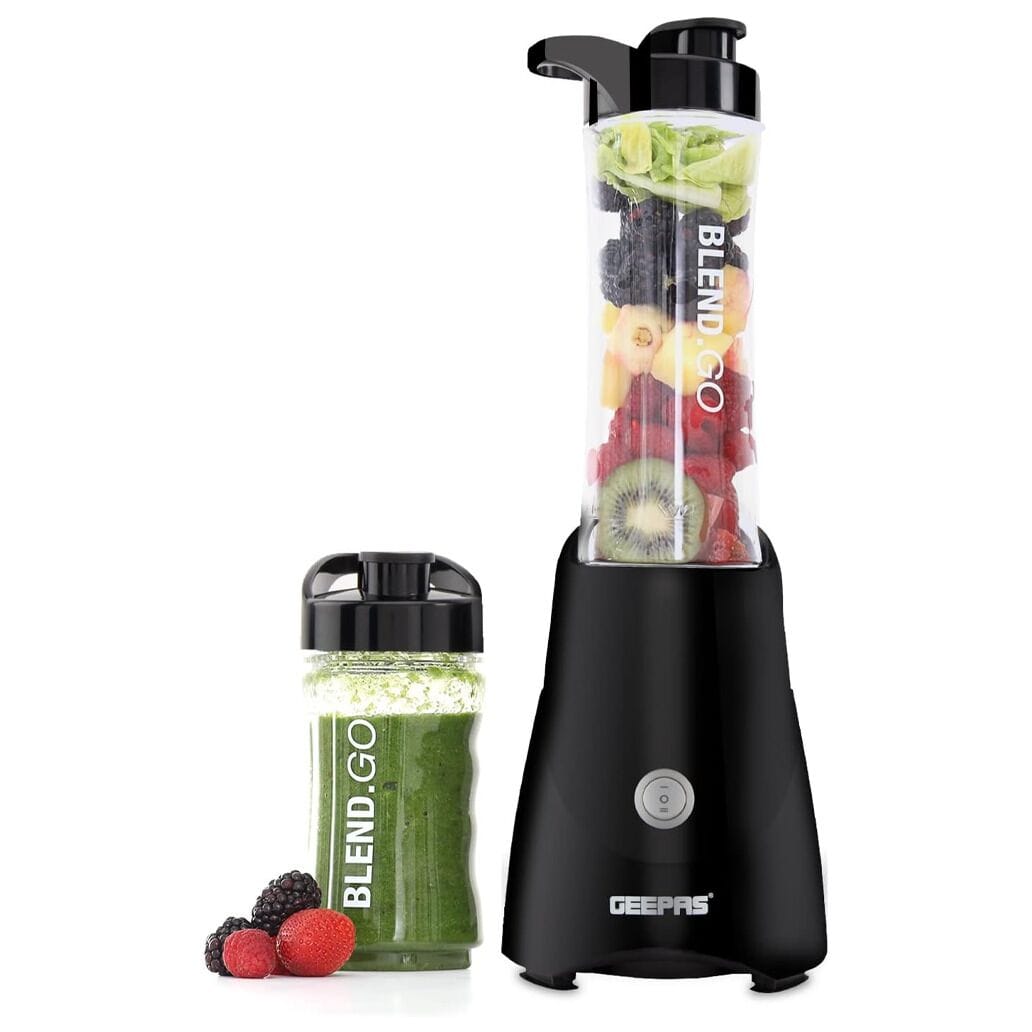 Geepas 300W Personal Blender (Smoothie Maker) with Two BPA-Free Tritan Plastic Sport Bottles, GSB44075