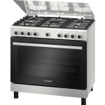 Bosch 90cm Freestanding Cooker; 5 Gas Burners + Gas Oven, HGVDF0V52S, Inox