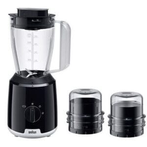 Braun 3-in-1 Blender with 1.5L Jug + Chopper + Grinder, 600w, JB1023BK