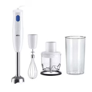 Braun Hand Blender, 450w, Stainless Steel Blades with Plastic Beakers + Whisk & Chopper, MQ10.202MWM