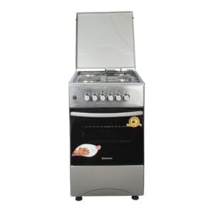 Blueflame Cooker, 50x50cm, 2 Gas Burners and 2 Electric Plates, Electric Oven, Stainless Steel, C5022E–I