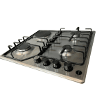IQRA Built-in Hob - 60 cm, 3 Gas Burners + 1 Hotplate, Enamel Pan Support, Inox Body, IQ-BH631-SS