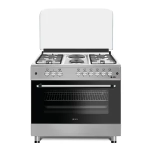 SPJ 90*60cm 4 Gas Burners + 2 Electric Plates Freestanding Cooker with Electric Oven, Grill, Rotisserie