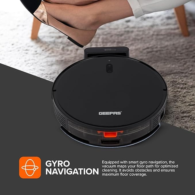 GEEPAS 2 In 1 Wet & Dry Robot Vacuum Cleaner | Gyro Navigation, TUYA App Control | 4 Cleaning Modes 2600 mAh Battery & Auto Recharge | Adjustable Levels, Remote Control | GRVC19057 - Image 7