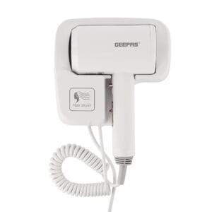 Geepas 1200w Wall Mounted Hair Dryer, GHD86073/ High Speed, Quiet Sound and Hot and Cold Function, 2 Speed Settings/for Quick Drying,Overheat Protection/Perfect for Home & Hotels
