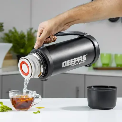 Geepas GSVB4113 2.2L Vacuum Flask - Stainless Steel Vacuum Bottle Keep Hot & Cold Antibacterial topper & Cup - Perfect for Outdoor Sports, Fitness, Camping, Hiking, Office, School - Image 3