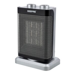 Geepas GRH28529 Ceramic Heater, Portable Electric Space Heater – Mini PTC Fan Heater for Desks & Tables with 2 Heat Settings 1000/1500W - Automatic Oscillation, Thermostat & Safety Cut-Off - 1500W, Silver