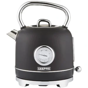 Geepas GK38074 BK Electric Kettle – 1.8L Stainless Steel, 3000W Fast Boil, Water-Level Indicator & Auto Shut-Off