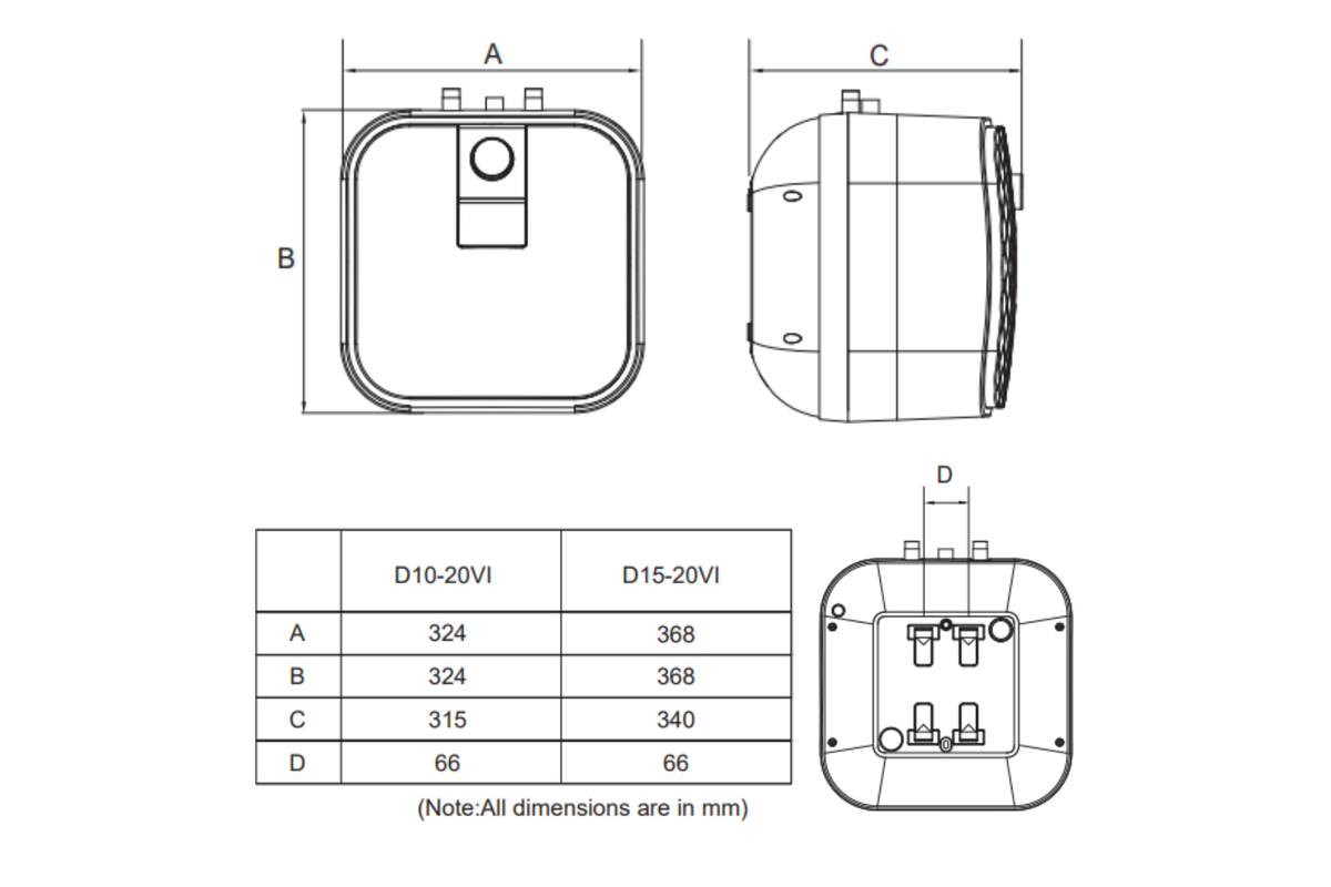 Midea 15L Electric Water Heater Square White (Model: D15‑20VI) - Image 4