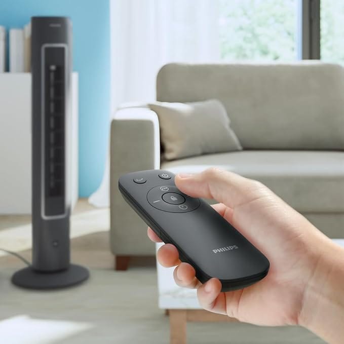 Philips Tower Fan 5000 Series - 40W, 3 Speeds, Sleep Mode, Armotherapy Diffuser, Remote Controller, Child Lock, Slim Design, Dark Grey - CX5535/11 - Image 4