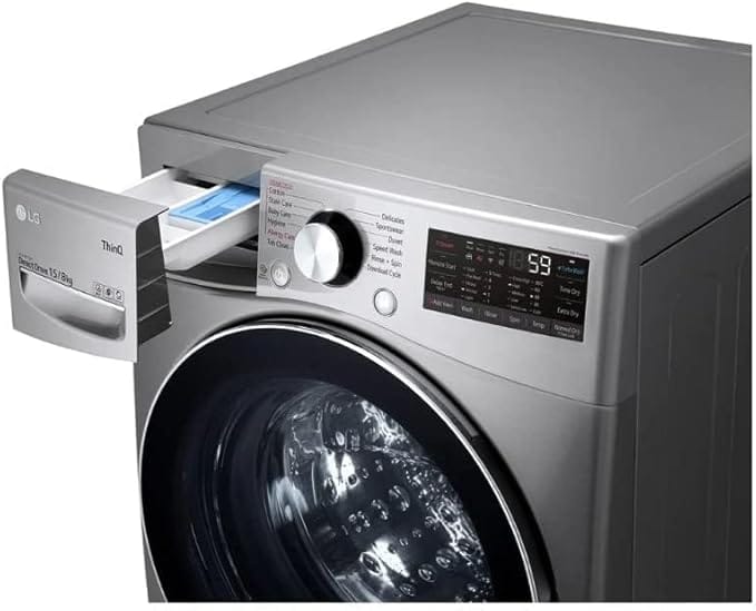 LG 15 Kg Washer & 8 Kg Dryer Front Load, Direct Drive Motor 1400 RPM 12 Programmers Color Silver Model - F0L9DGP2S - Image 3