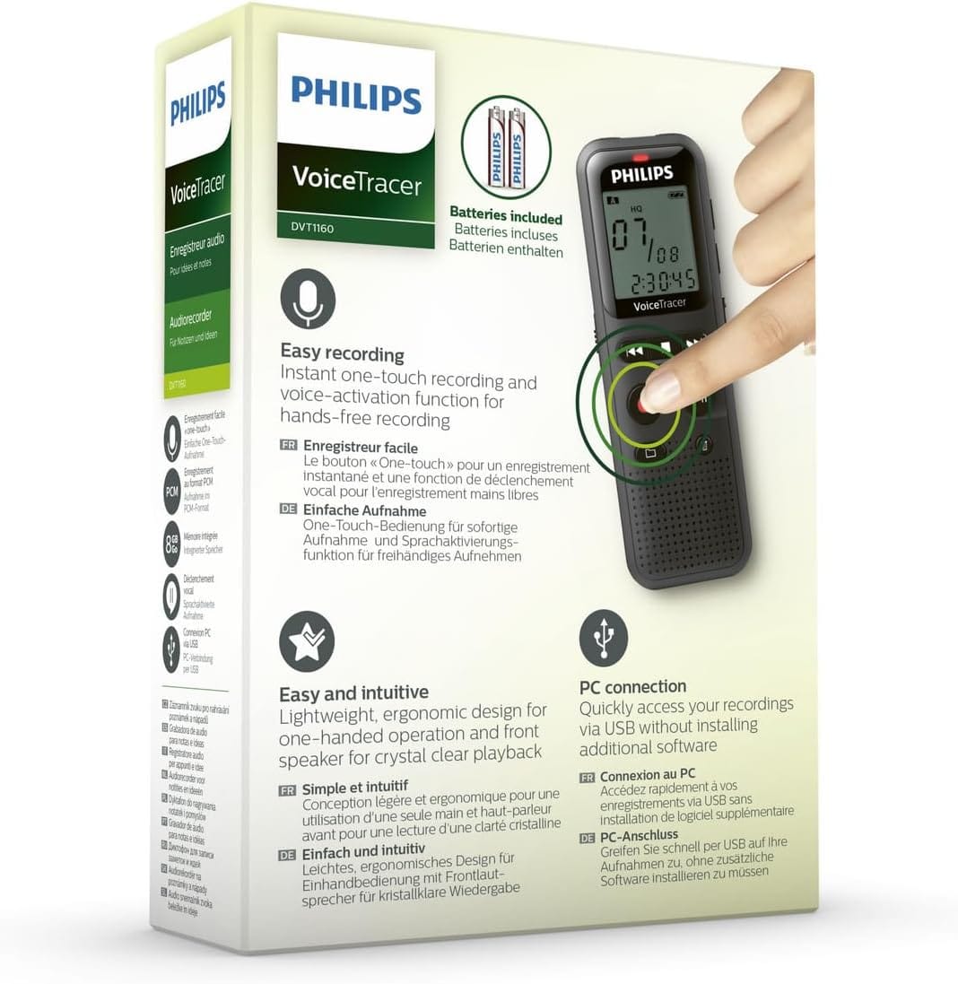 Philips Voice Recorder DVT1160 Black - Image 8