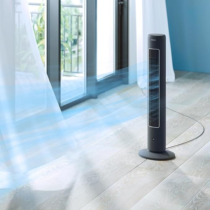 Philips Tower Fan 5000 Series - 40W, 3 Speeds, Sleep Mode, Armotherapy Diffuser, Remote Controller, Child Lock, Slim Design, Dark Grey - CX5535/11 - Image 5