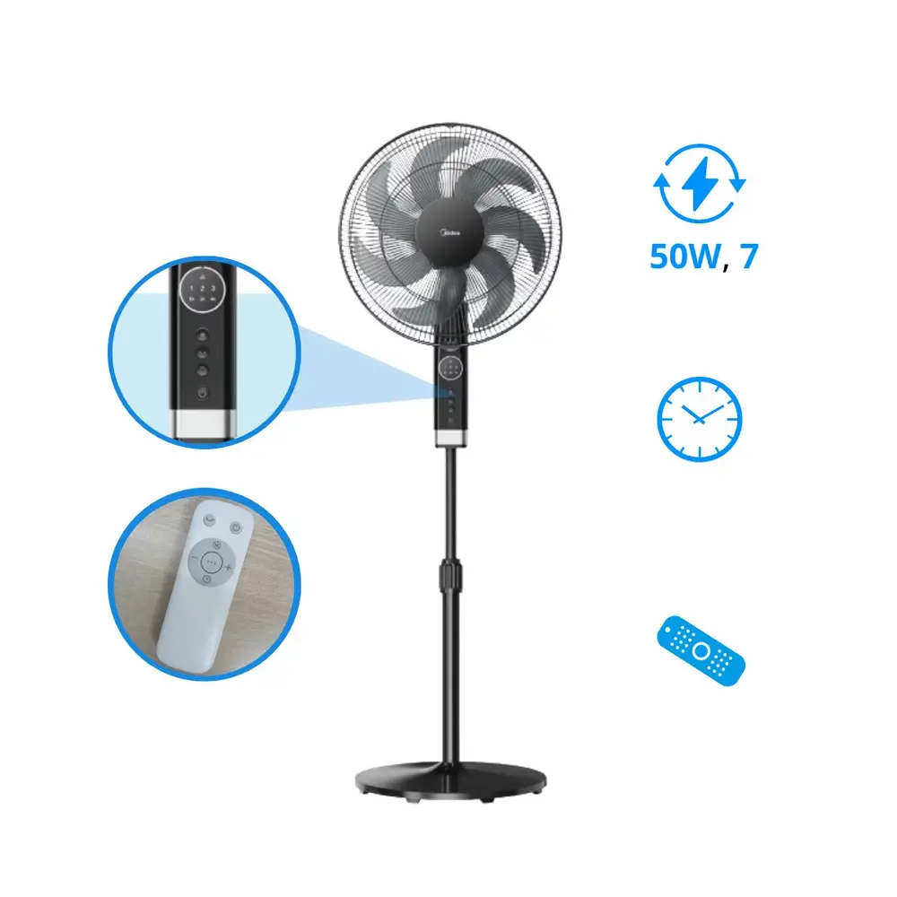 Midea 16" Floor Stand Electric Fan FS40-23MR – Remote Control, 3 Speed Settings - Image 3