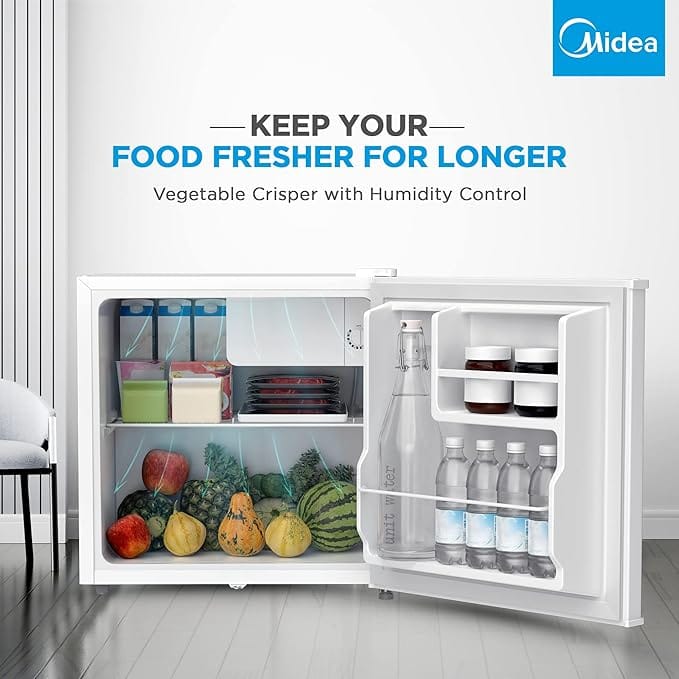 Midea 86L Free Standing Single Door Refrigerator with Reversible Door, 2l Bottle Rack, Smart Design with Recessed Handle with Lock, Best Compact Small Fridge for Mini Bar, Room Or Office, MDRD86FGE01 - Image 2