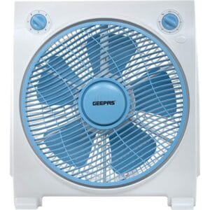 Geepas GF21113 12'' Box Fan - 3 Speed, 60 Minutes Timer -Child Safe Personal Desk Fan with Powerful Copper Motor - Ideal for Office, & Home