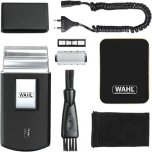 Wahl Travel Shaver - Cordless and rechargeable electric shaver for men, ideal for traveling, for cutting hair and beard, compact and portable