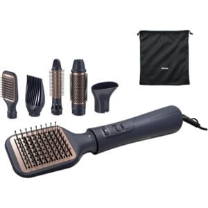 Philips 5000 Series Air Styler with Ionic Care, 1000W, 3 Heat Settings, 5 Styling Attachments – Black, BHA530/03