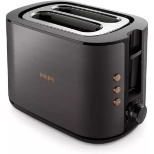 Philips 5000 Series Toaster - 950W, Auto Shut-off, Reheat Mode, Bun Warming Rack, Black & Copper - HD2650/31