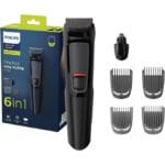 Philips Multigroom Series 3000 for Face, 6-in-1 Grooming Kit for beard, moustache, nose & ear hair, cordless, 60 min runtime, 16h full charging time, MG3710/33,Black