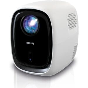 Philips NeoPix 130, Home Theater Video Projector, Advanced Image Correction, Full HD 720p, Advanced LED Light Source, Wi-Fi Mirror Mode, Stereo Sound, Connected Operating System, White