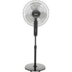 Midea Pedestal Stand Fan with SQD Motor, 16 inch, 3D Oscillation Directions, 3 Speed Levels & Adjustable Height, 3 Leaf Blade with 7.5 Hours Timer, Best for Home & Office, Black, FS4019K