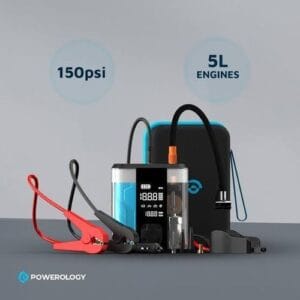 Powerology 8800mAh Jump Start Air Compressor – Black