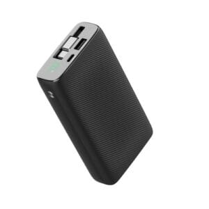 Powerology 20000mAh Power Bank with 70cm Retractable Cable, PD 35W Fast Charging, USB-C Input/Output – Black