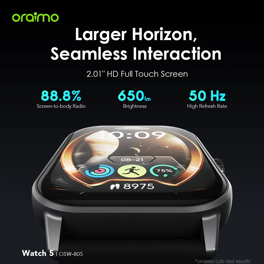 Oraimo Watch 5 2.01" HD Panda Glass 1ATM Smart Watch - Image 11