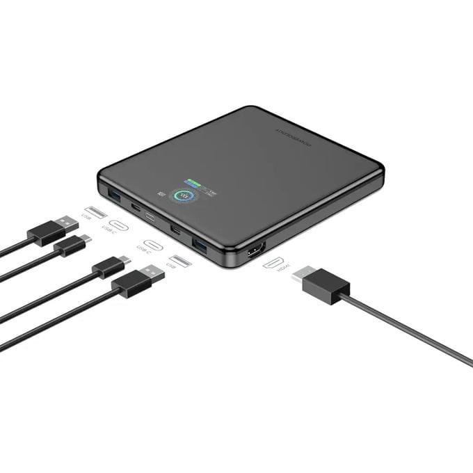 Powerology VoltStream 20000mAh Power Bank – 100W PD, Dual USB-C, HDMI 4K Output, Smart Display – Black - Image 3