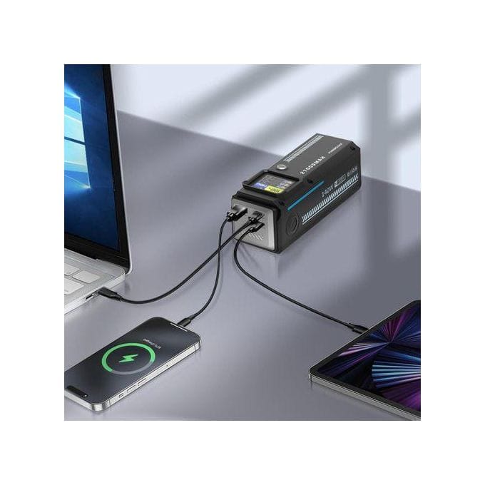 Powerology 140W Dual Channel Smart Battery Display Power Bank With Colorful LED 27000mAh - Image 3