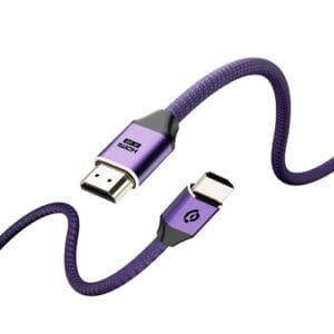 Powerology 8K HDMI Braided Cable 3M – 10K Resolution, 24K Gold Plated, Dolby Atmos Support – Purple