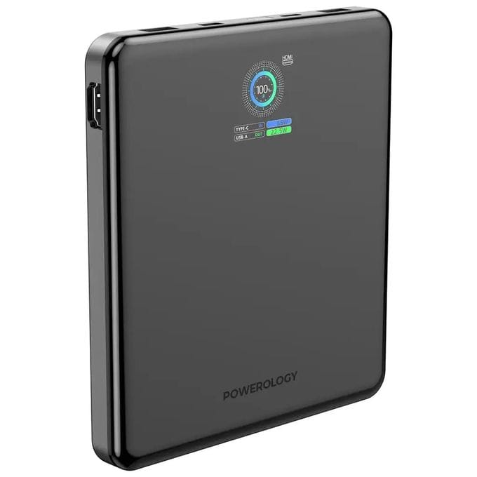 Powerology VoltStream 20000mAh Power Bank – 100W PD, Dual USB-C, HDMI 4K Output, Smart Display – Black - Image 4