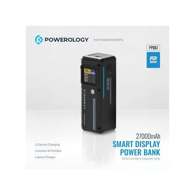 Powerology 140W Dual Channel Smart Battery Display Power Bank With Colorful LED 27000mAh - Image 2