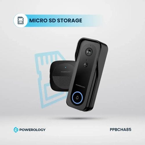 Powerology Smart Doorbell Camera – 3MP HD, IP65 Weatherproof, Night Vision & Two-Way Audio – Black - Image 4