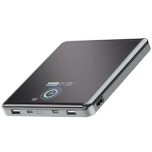 Powerology VoltStream 20000mAh Power Bank – 100W PD, Dual USB-C, HDMI 4K Output, Smart Display – Black