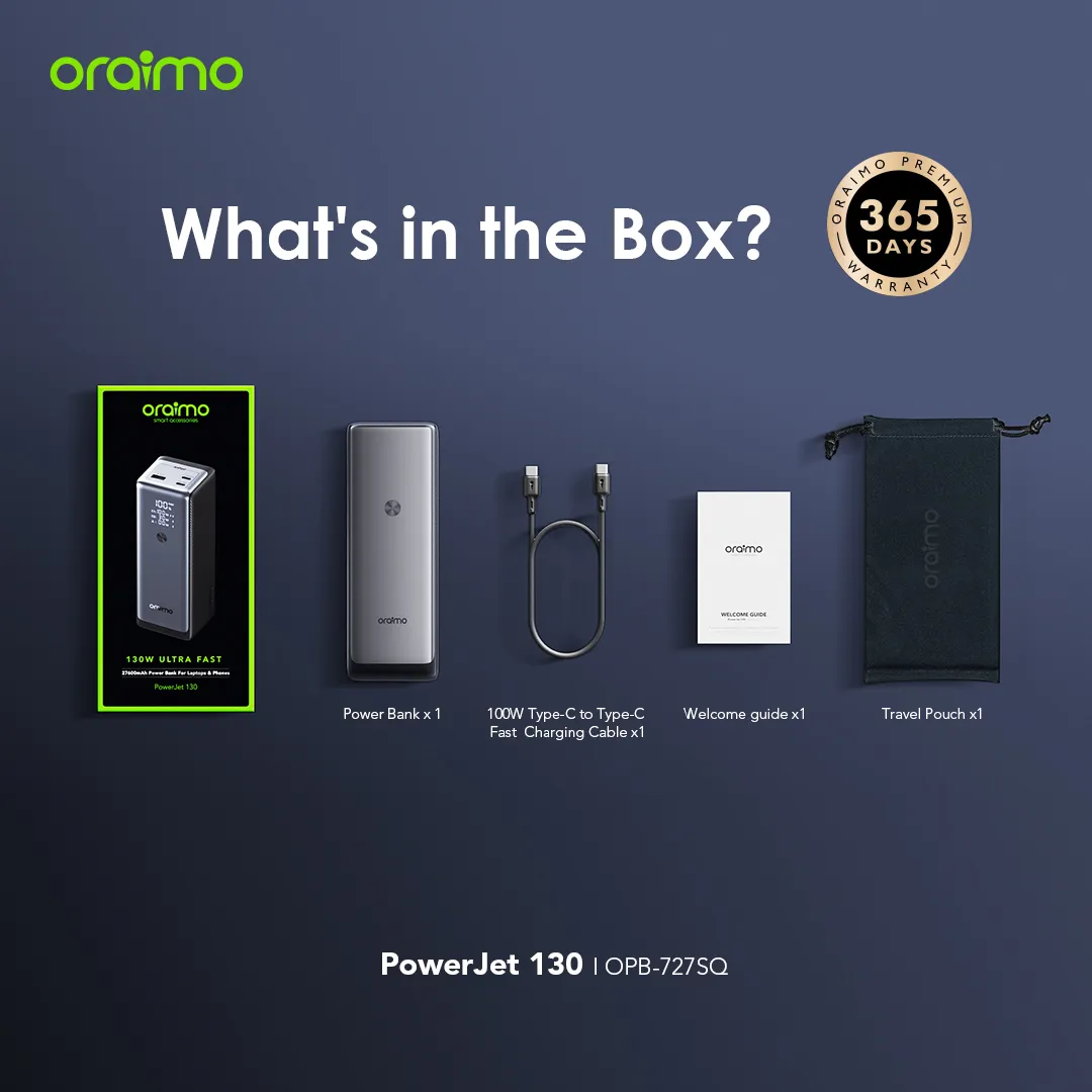 Oraimo OPB-727SQ PowerJet 130 27600mAh 130W Power Bank - Image 2