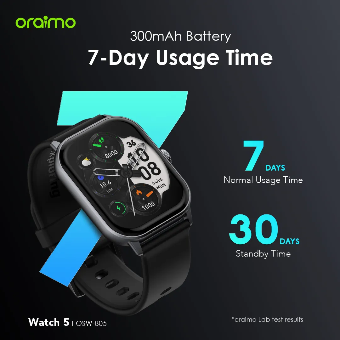 Oraimo Watch 5 2.01" HD Panda Glass 1ATM Smart Watch - Image 8