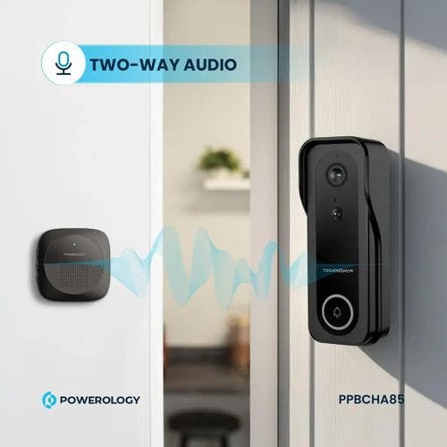 Powerology Smart Doorbell Camera – 3MP HD, IP65 Weatherproof, Night Vision & Two-Way Audio – Black - Image 5