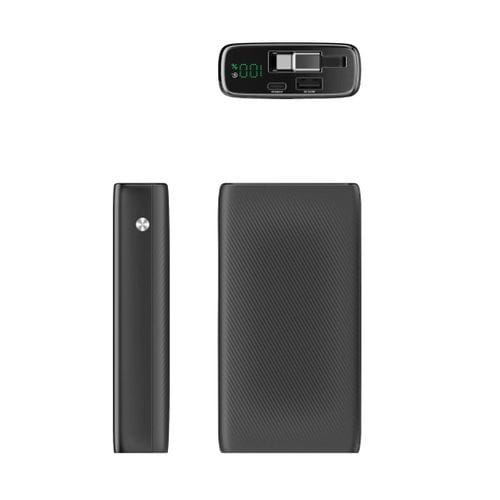 Powerology 20000mAh Power Bank with 70cm Retractable Cable, PD 35W Fast Charging, USB-C Input/Output – Black - Image 5