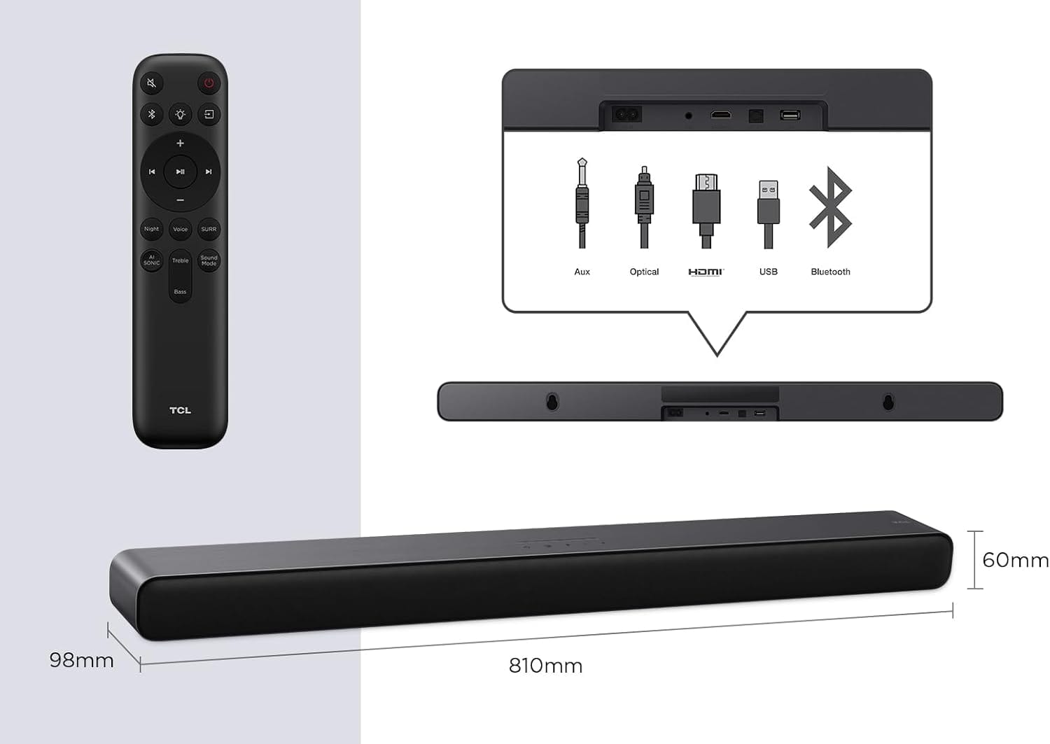 TCL S45H 2.0ch Pro All-in-One Deep Bass Soundbar - Image 4