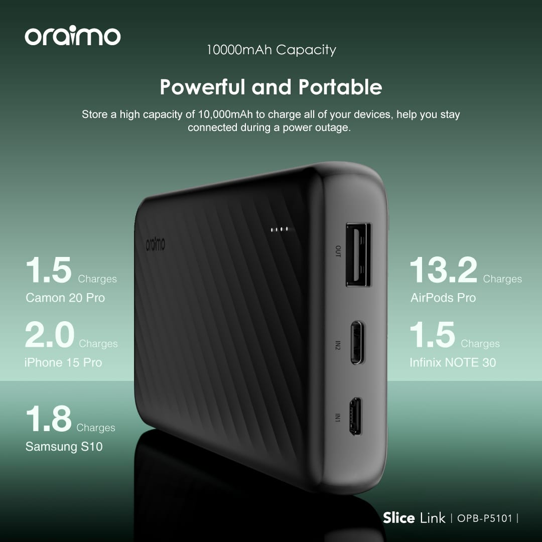 Oraimo OPB-P5101 Slice Link 10000mAh 12W Power Bank - Image 4