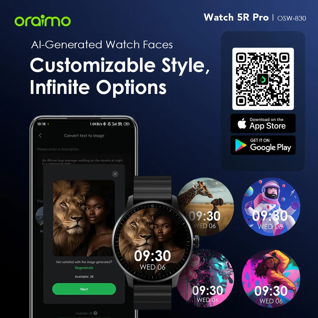 Oraimo OSW-830 Watch 5R Pro 1.43" AMOLED 2.5D Floating Interface IP68 Smart Watch - Image 3