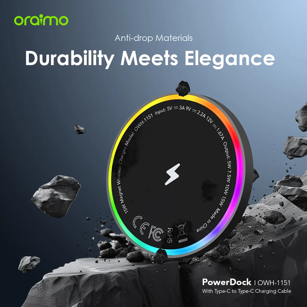 Oraimo OWH-1151PowerDock 15W Magnetic Wireless Charging Pad - Image 5