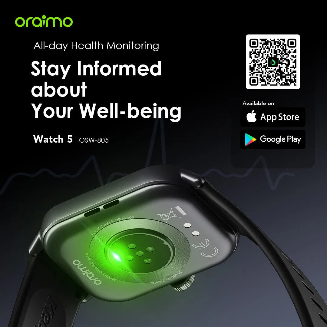 Oraimo Watch 5 2.01" HD Panda Glass 1ATM Smart Watch - Image 6