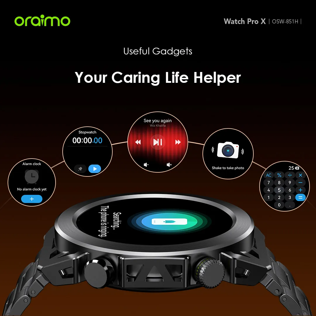 Oraimo OSW-851H Watch Pro X 1.43'' Amoled IP68 Smart Watch with 2 Replaceable Watch Cases & Straps - Image 3